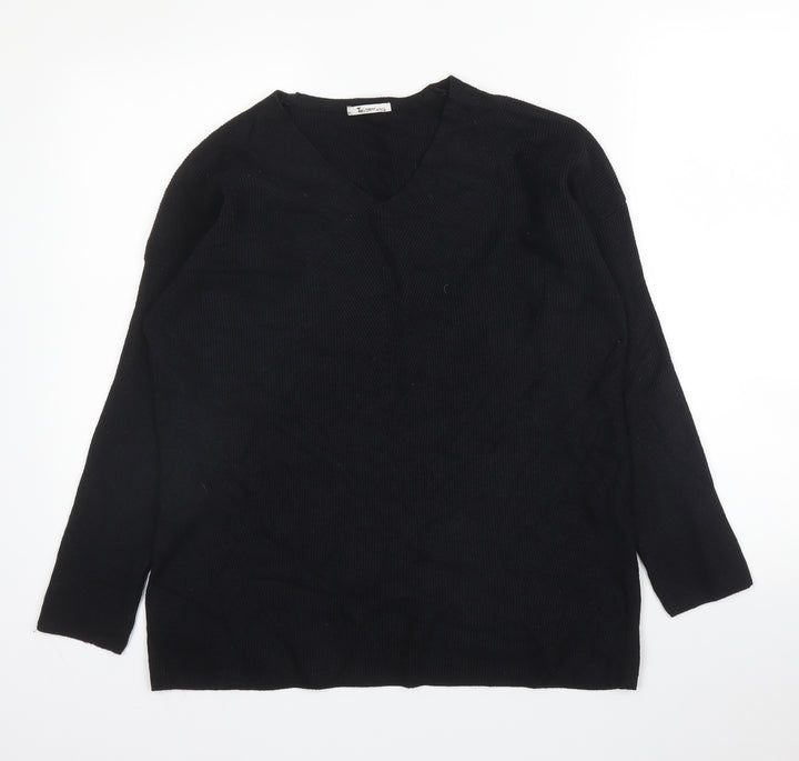 TU Womens Black Viscose Basic Blouse Size 12 Round Neck