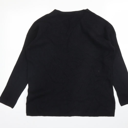 TU Womens Black  Viscose Basic Blouse Size 12 Round Neck