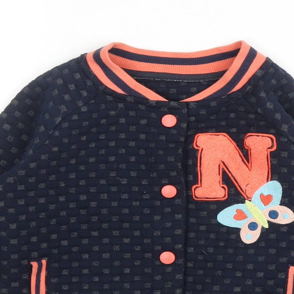 Nutmeg Girls Blue High Neck  Polyester Cardigan Jumper Size 4 Years  Snap