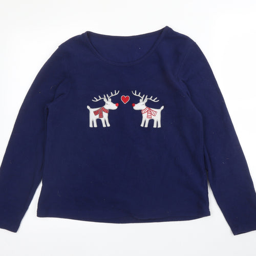 Preworn Womens Blue Round Neck  Polyester Pullover Jumper Size S   - Christmas, PJ top