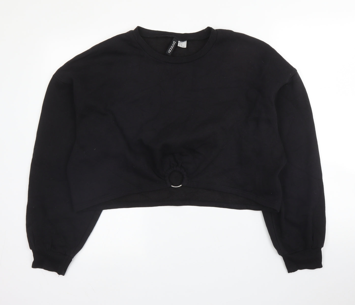 H&M Womens Black Round Neck  Cotton Pullover Jumper Size XL