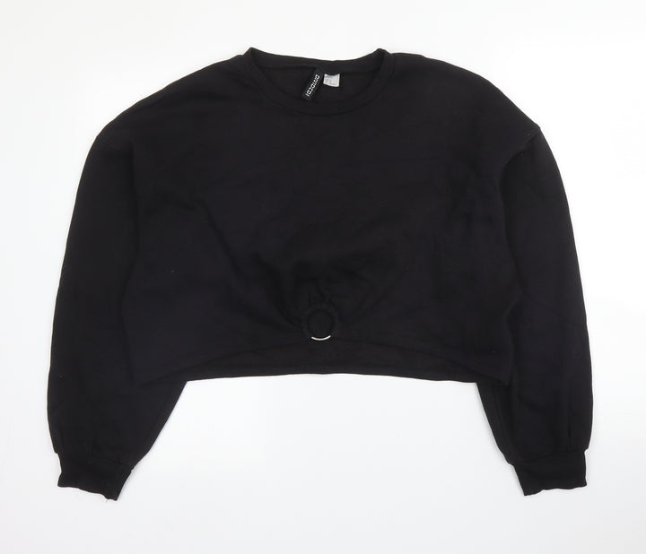 H&M Womens Black Round Neck  Cotton Pullover Jumper Size XL