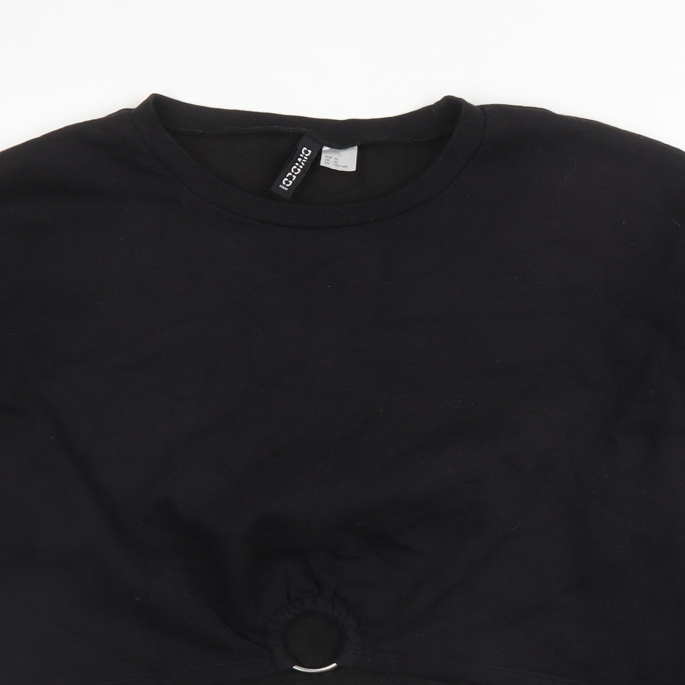 H&M Womens Black Round Neck  Cotton Pullover Jumper Size XL