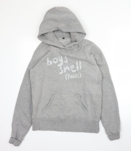 Front view of Bunty & Co girls’ grey cotton pullover hoodie, size L