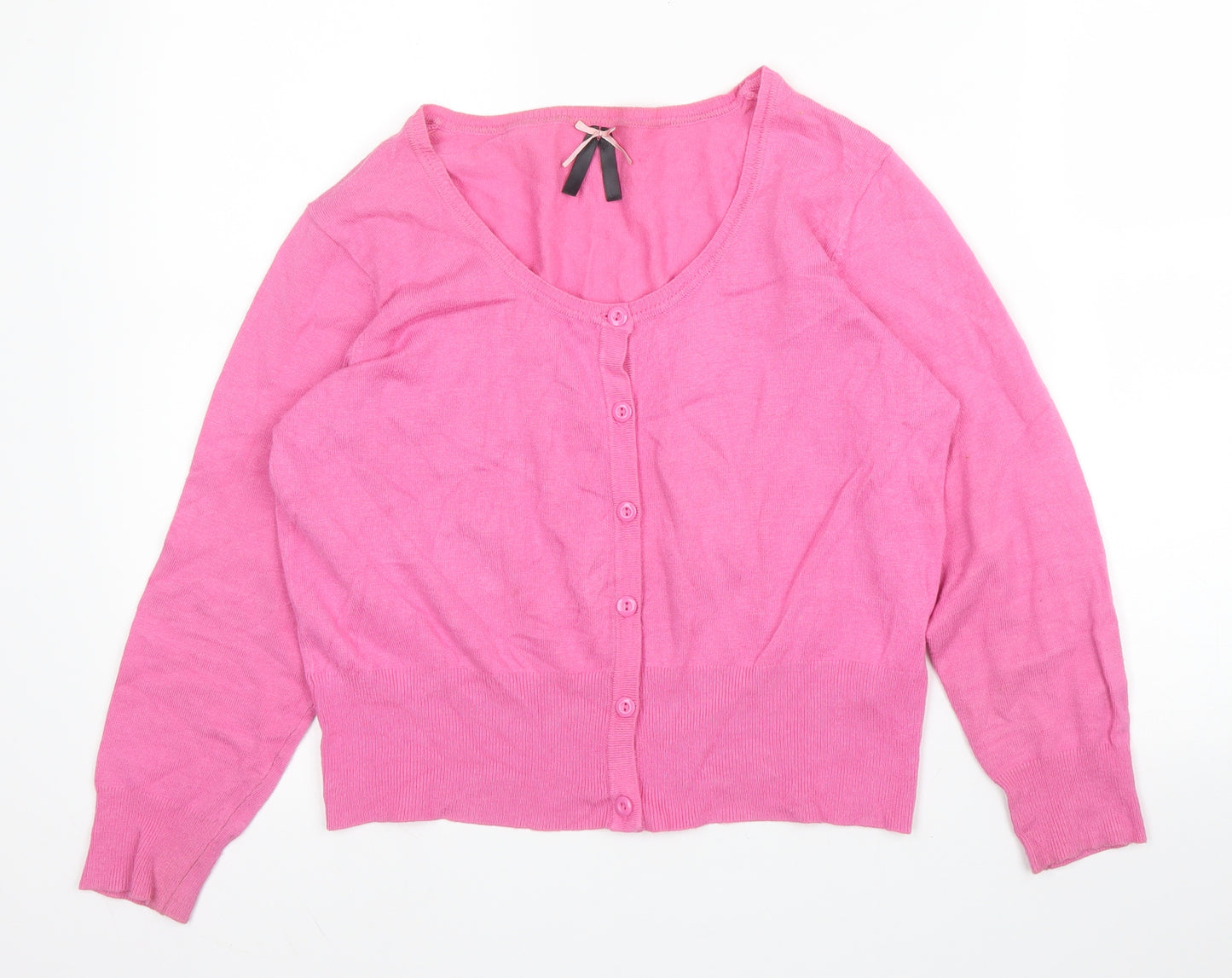 Primark Womens Pink Round Neck  Viscose Cardigan Jumper Size 18