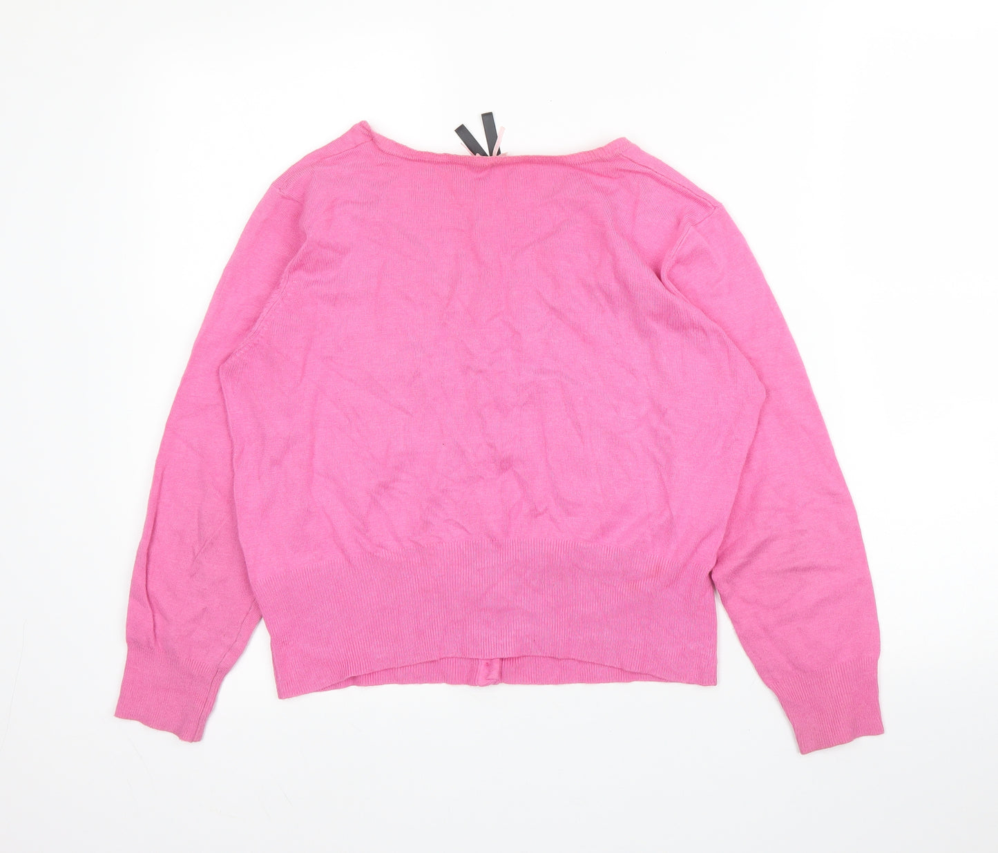 Primark Womens Pink Round Neck  Viscose Cardigan Jumper Size 18