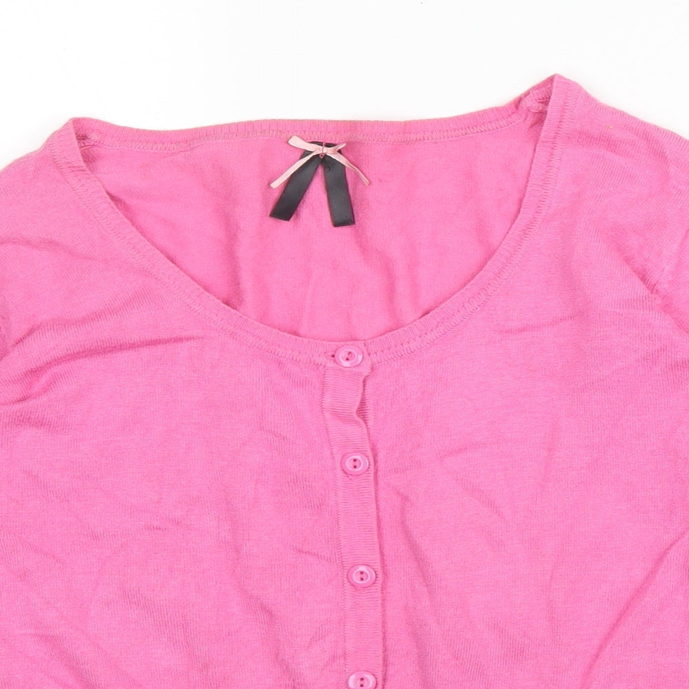 Primark Womens Pink Round Neck  Viscose Cardigan Jumper Size 18