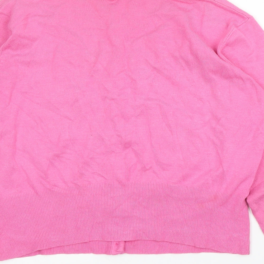 Primark Womens Pink Round Neck  Viscose Cardigan Jumper Size 18