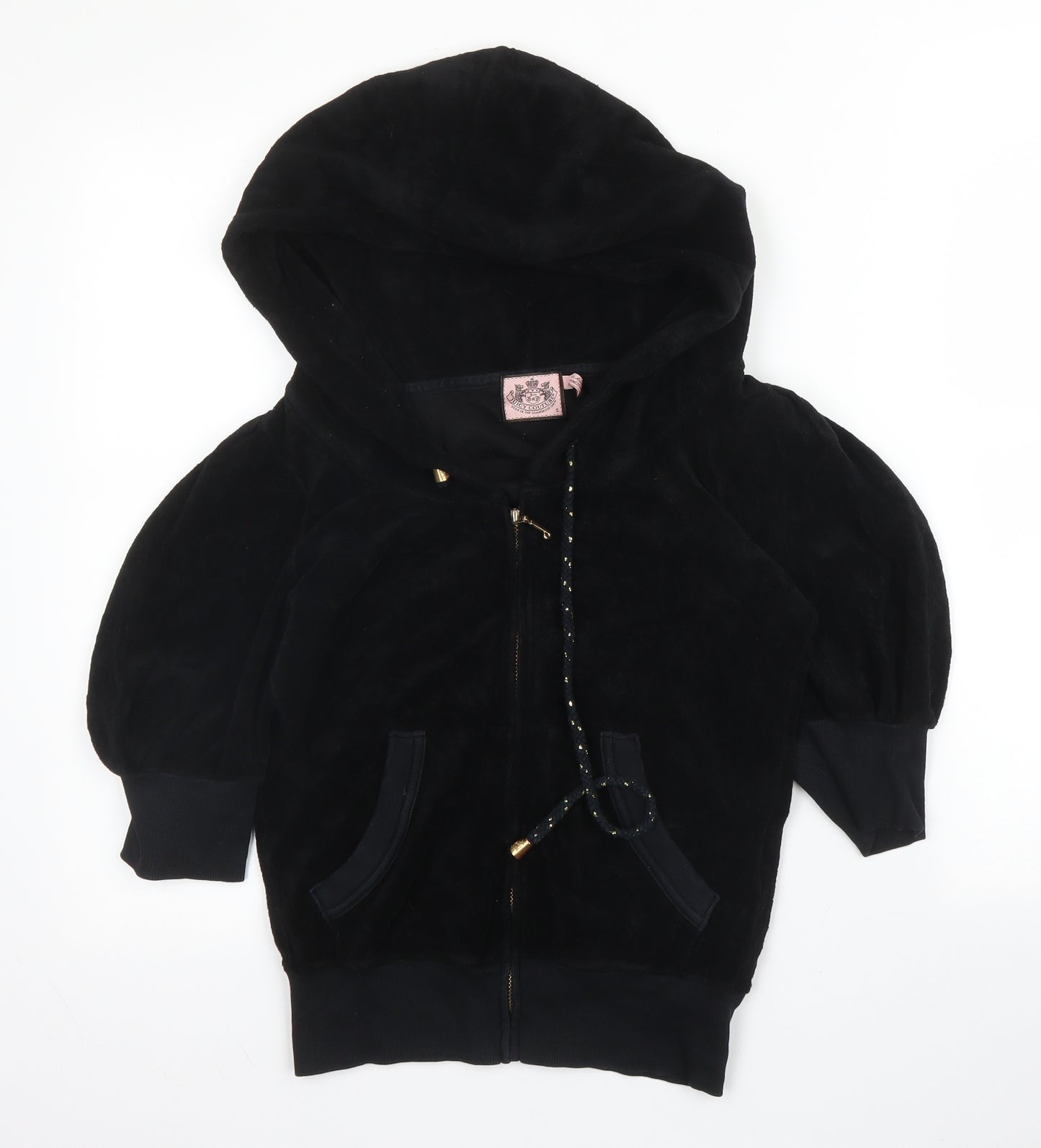 Juicy Couture Womens Black  Cotton Full Zip Hoodie Size S  Zip