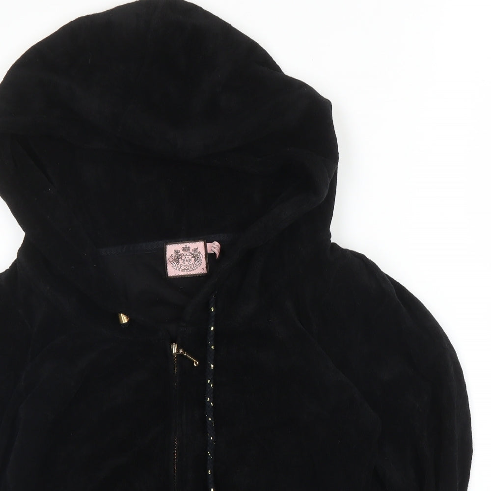 Juicy Couture Womens Black  Cotton Full Zip Hoodie Size S  Zip