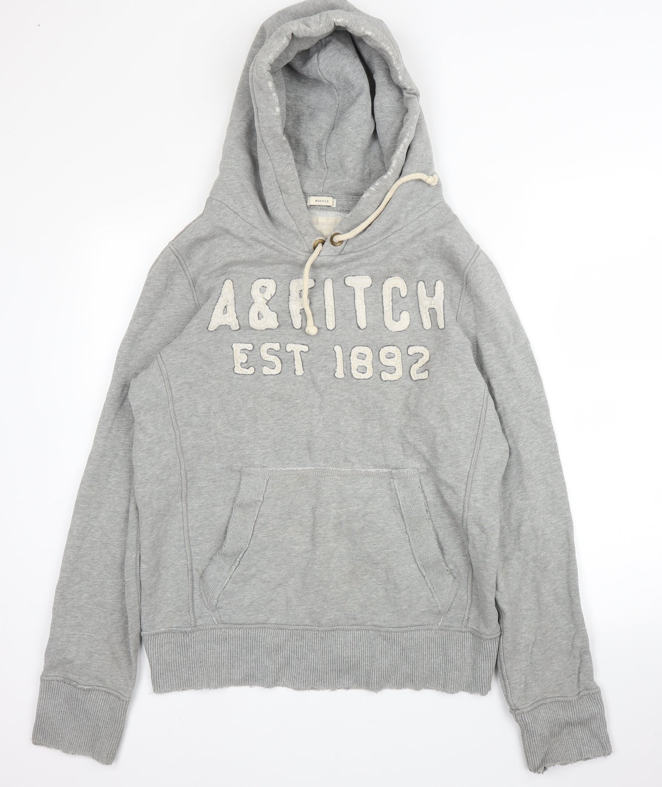Abercrombie & Fitch Mens Grey  Cotton Pullover Hoodie Size S