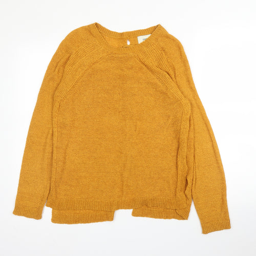 Papaya Womens Yellow Round Neck  Acrylic Pullover Jumper Size S