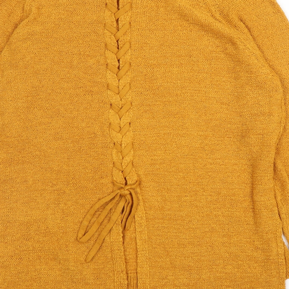 Papaya Womens Yellow Round Neck  Acrylic Pullover Jumper Size S