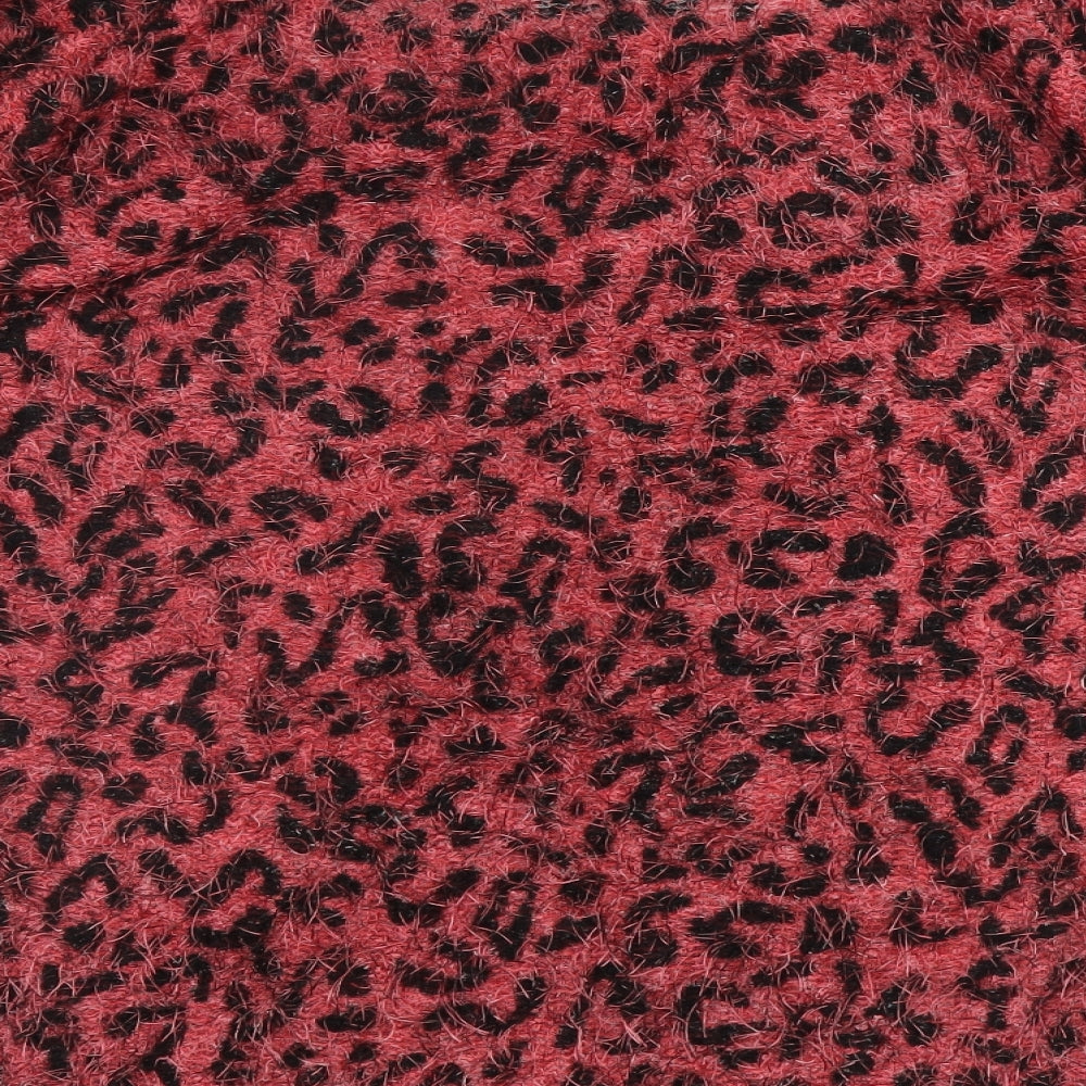 George Womens Pink Round Neck Animal Print Polyester Pullover Jumper Size 18   - Leopard print