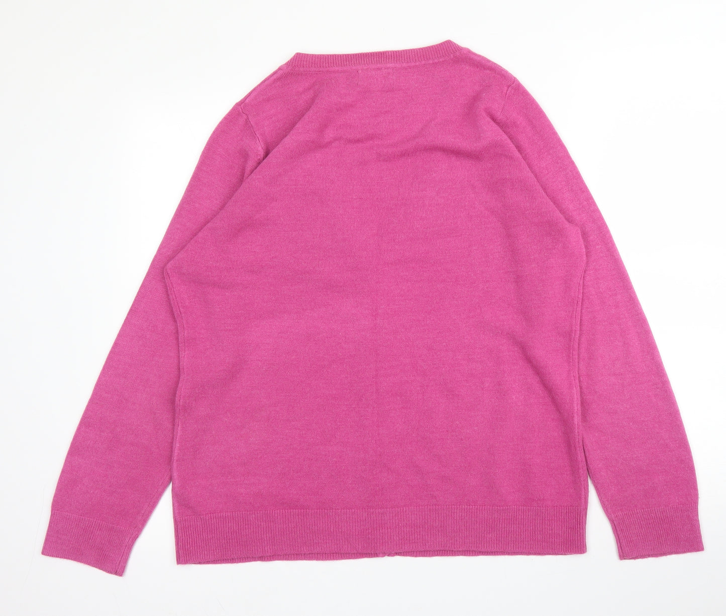 Papaya Womens Pink V-Neck  Acrylic Cardigan Jumper Size 18