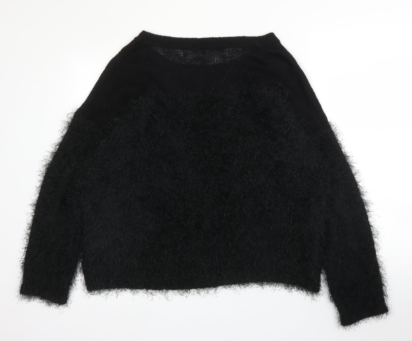 Love Labels Womens Black Boat Neck  Acrylic Pullover Jumper Size 18