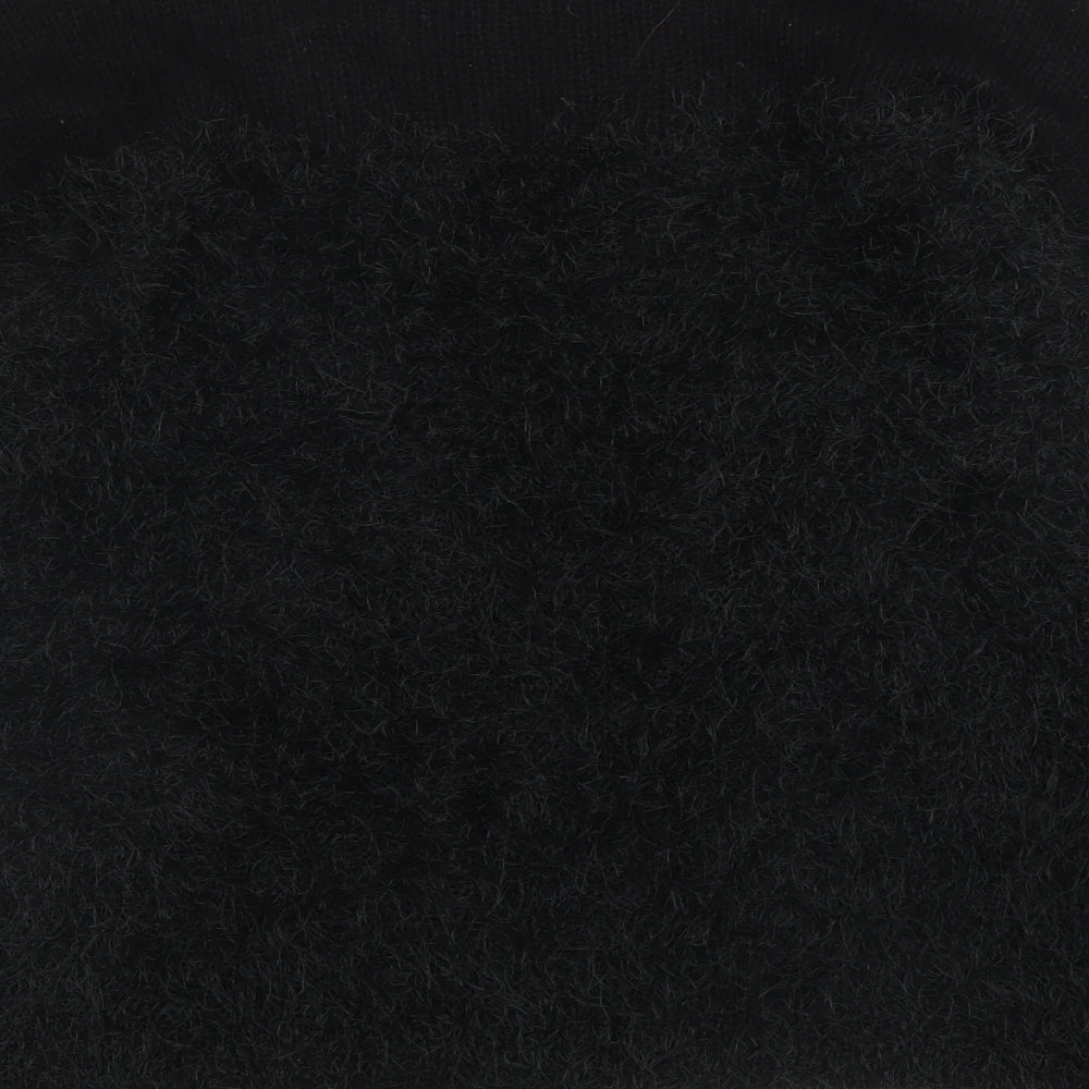 Love Labels Womens Black Boat Neck  Acrylic Pullover Jumper Size 18