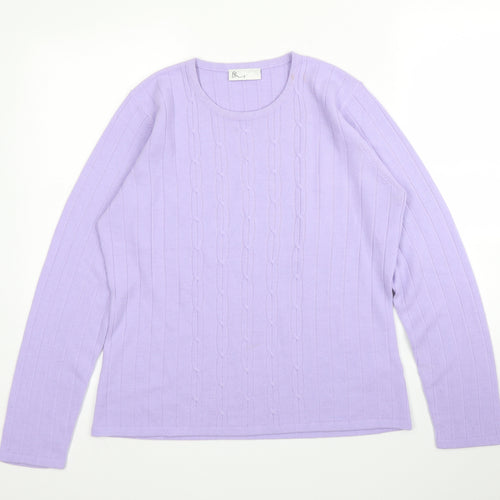 BHS Womens Purple  Acrylic Basic Blouse Size 14 Round Neck