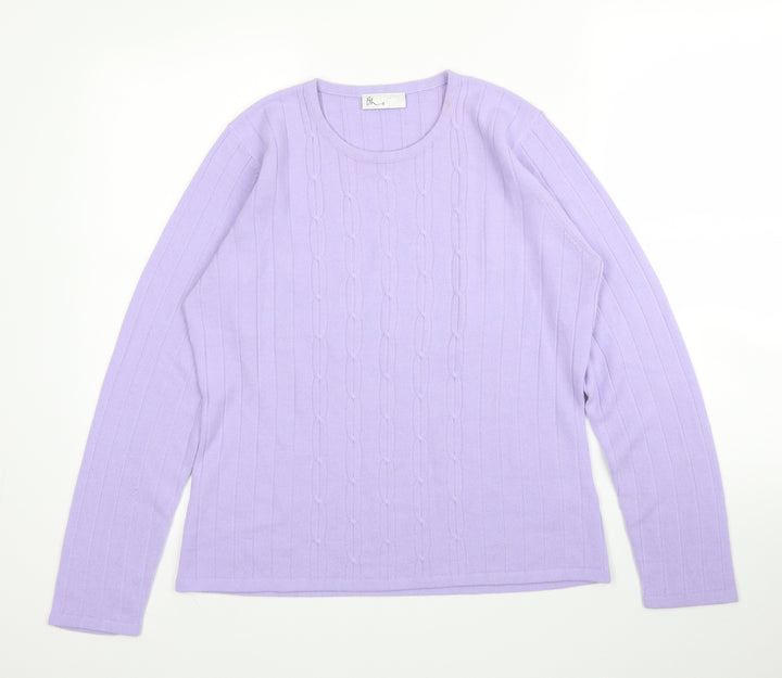 BHS Womens Purple Acrylic Basic Blouse Size 14 Round Neck