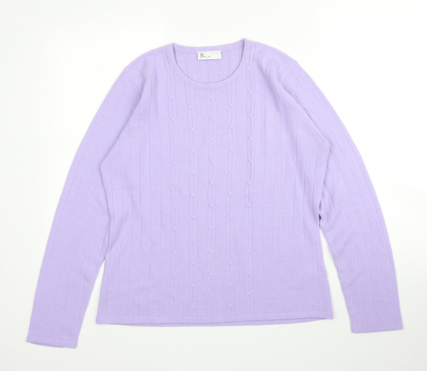 BHS Womens Purple  Acrylic Basic Blouse Size 14 Round Neck