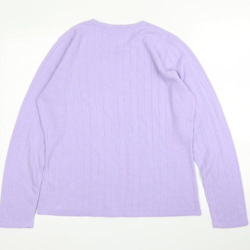 BHS Womens Purple  Acrylic Basic Blouse Size 14 Round Neck