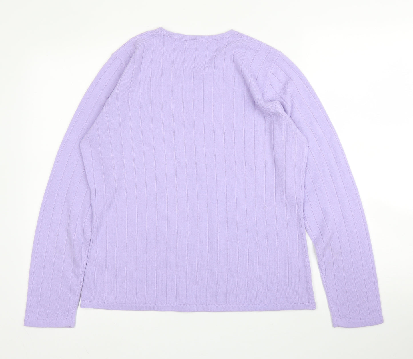 BHS Womens Purple  Acrylic Basic Blouse Size 14 Round Neck