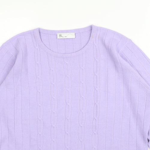BHS Womens Purple  Acrylic Basic Blouse Size 14 Round Neck