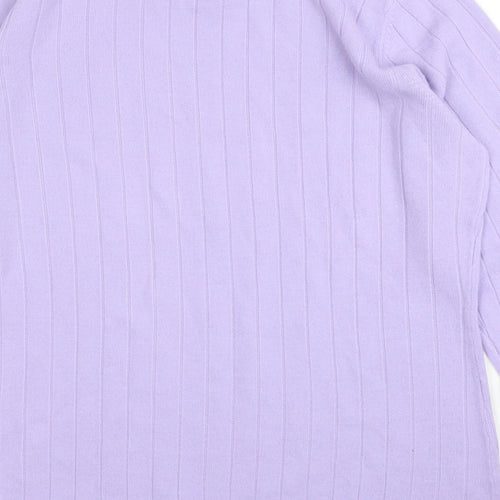 BHS Womens Purple  Acrylic Basic Blouse Size 14 Round Neck