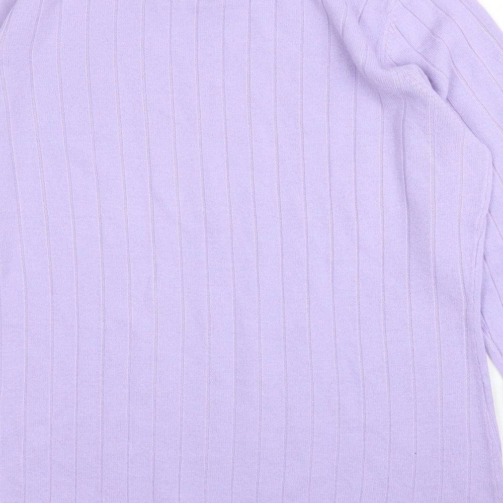 BHS Womens Purple  Acrylic Basic Blouse Size 14 Round Neck