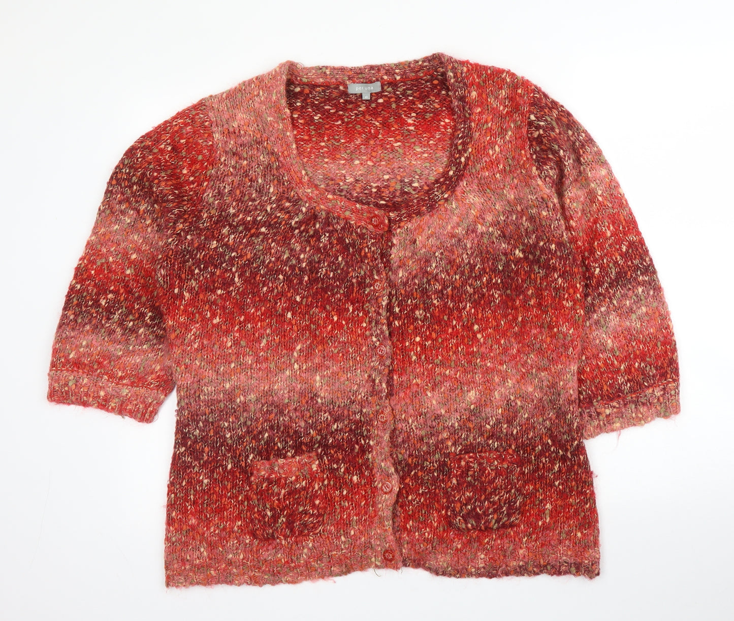 Per Una Womens Red Scoop Neck  Acrylic Cardigan Jumper Size XL