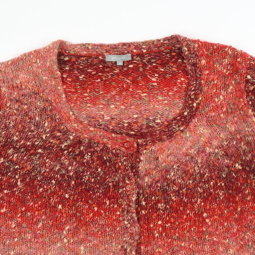 Per Una Womens Red Scoop Neck  Acrylic Cardigan Jumper Size XL
