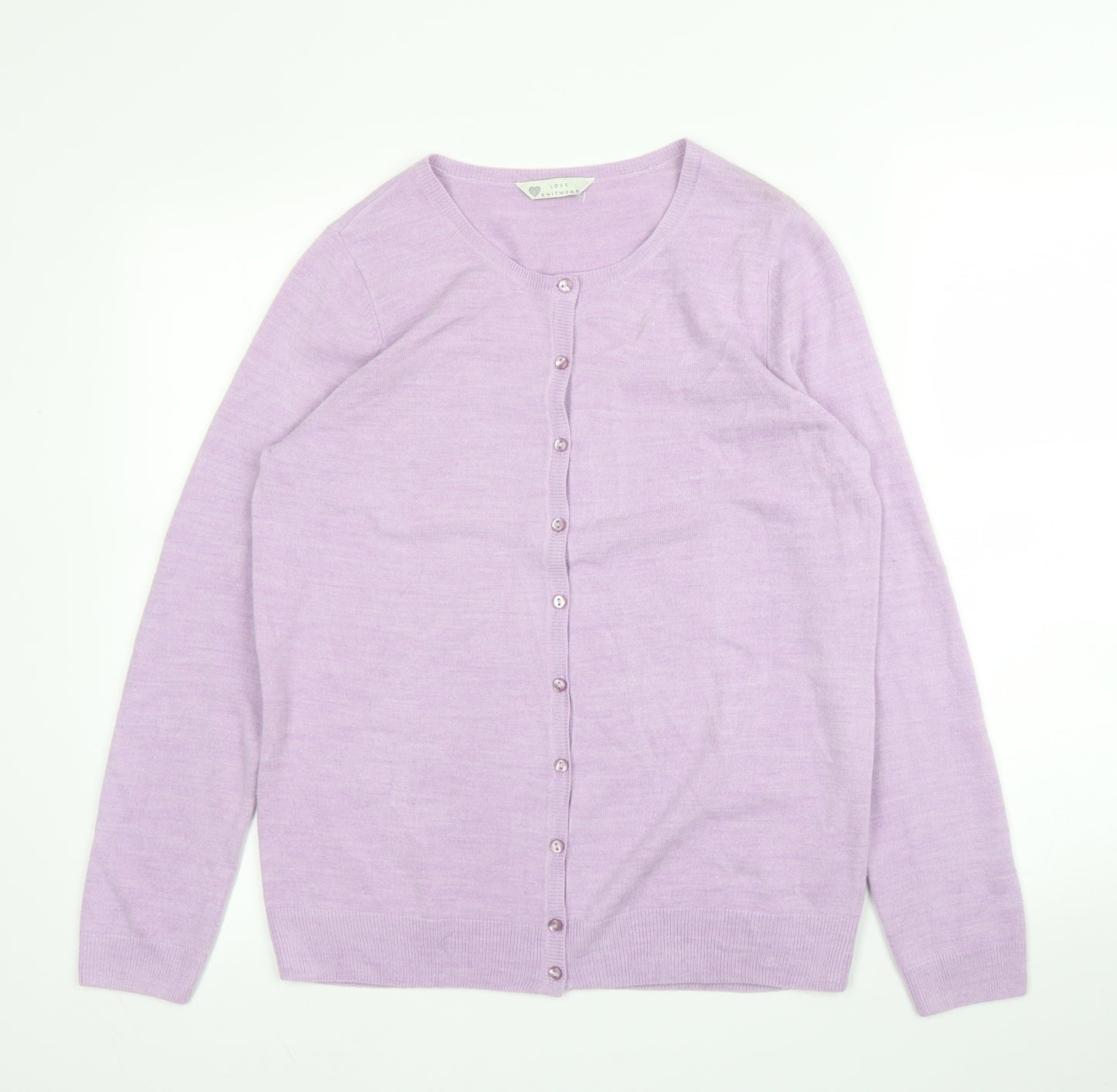 BHS Womens Purple Round Neck  Acrylic Cardigan Jumper Size 12
