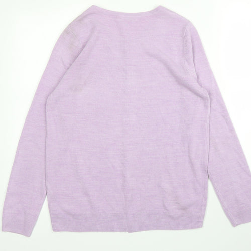 BHS Womens Purple Round Neck  Acrylic Cardigan Jumper Size 12