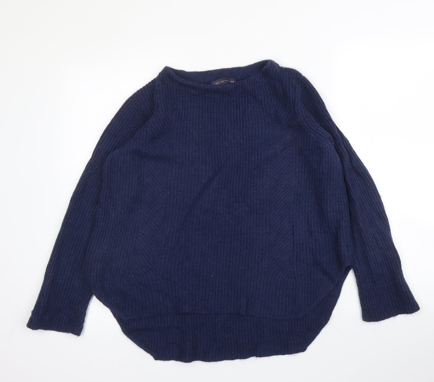 M&S Womens Blue Round Neck  Nylon Pullover Jumper Size 12