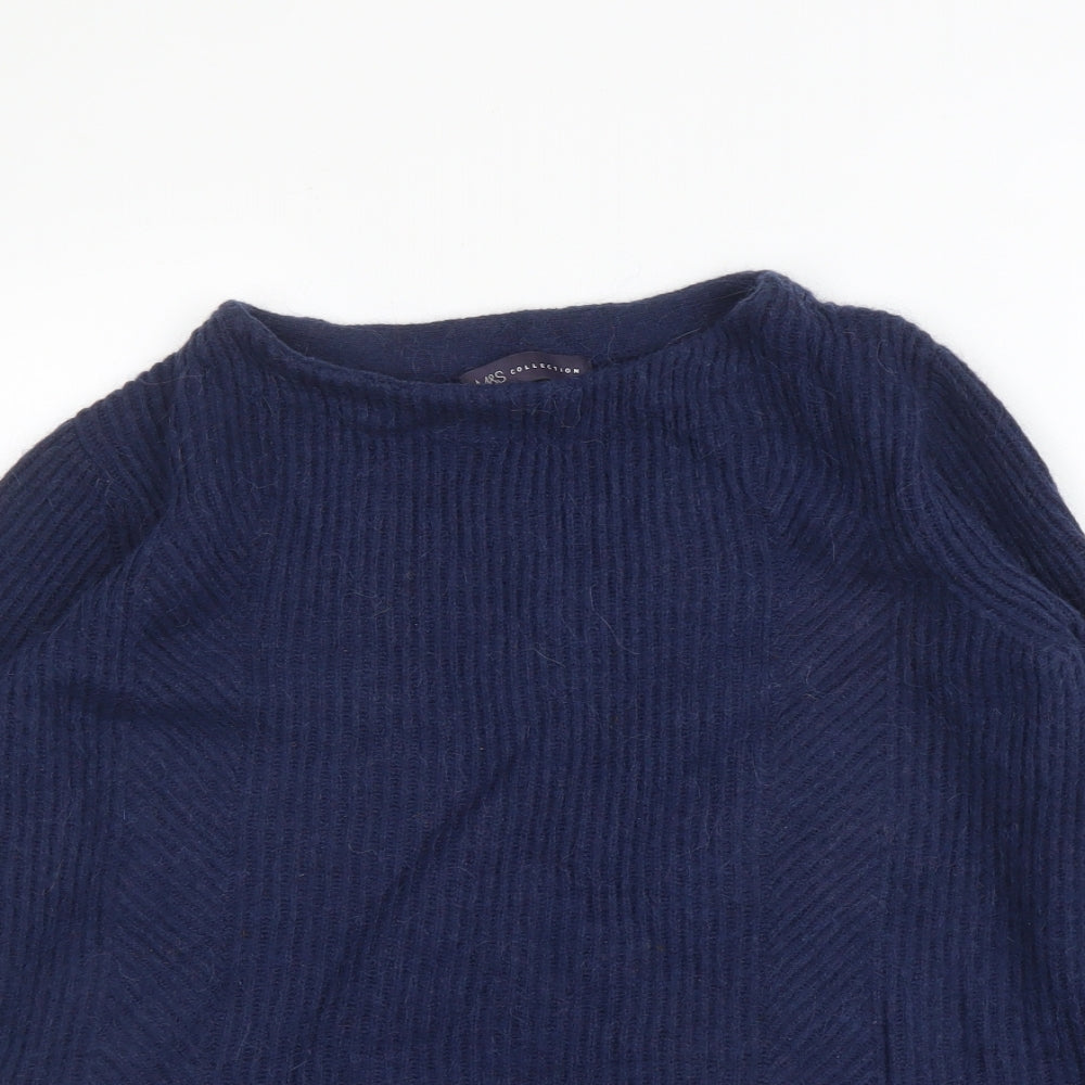 M&S Womens Blue Round Neck  Nylon Pullover Jumper Size 12