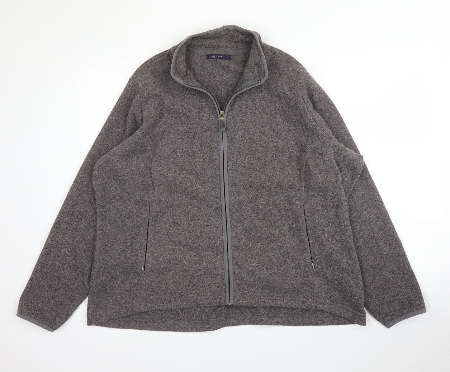 M&S Womens Grey High Neck  Polyester Full Zip Jumper Size 22