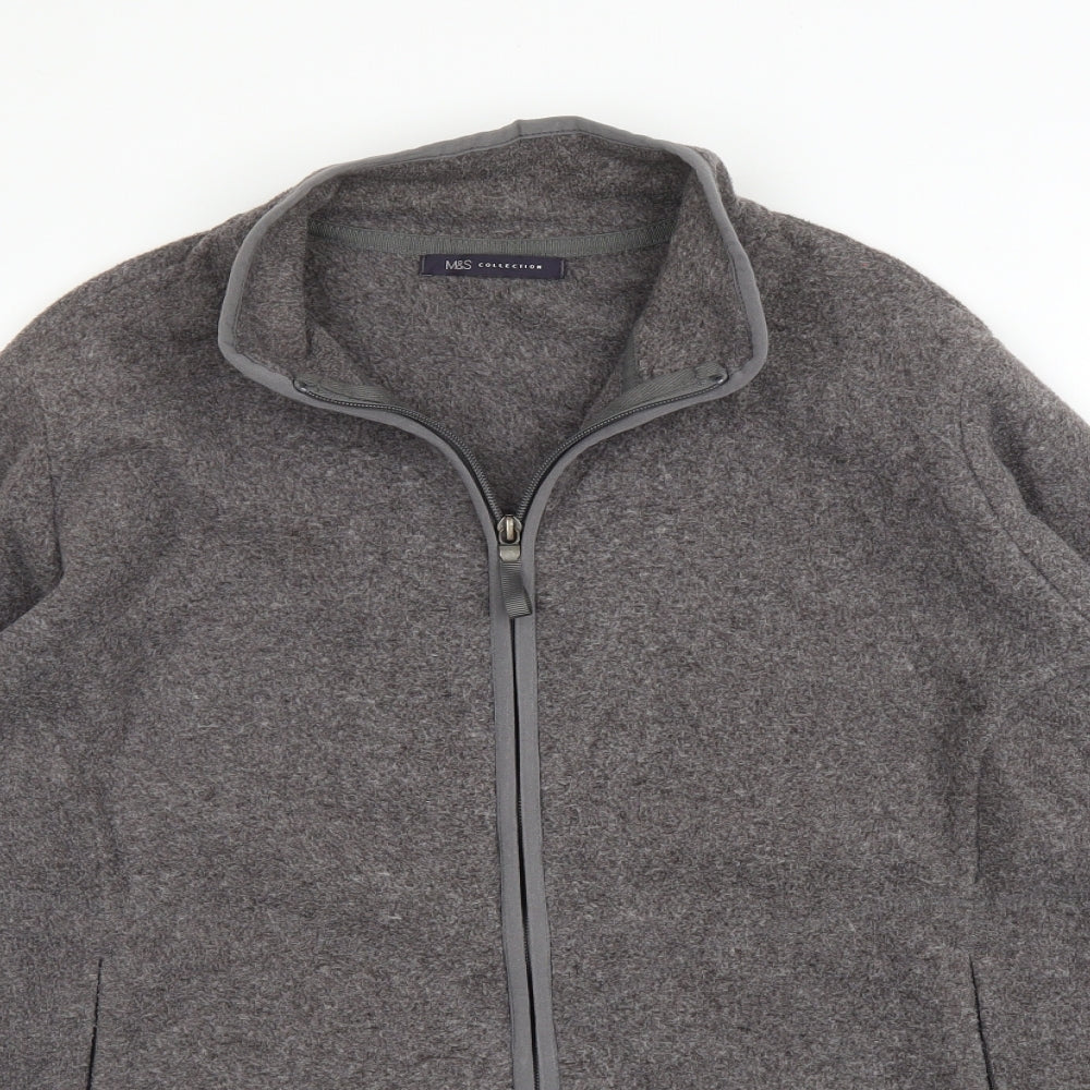M&S Womens Grey High Neck  Polyester Full Zip Jumper Size 22