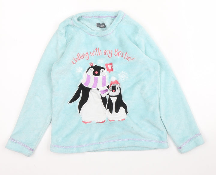 Studio Girls Blue Round Neck Polyester Pullover Jumper Size 6 Years - PJ top