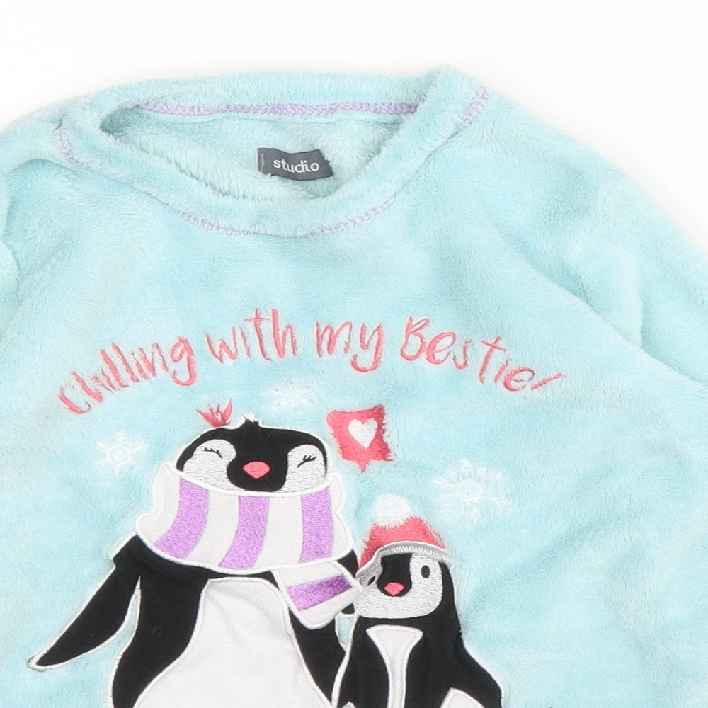 Studio Girls Blue Round Neck  Polyester Pullover Jumper Size 6 Years   - PJ top