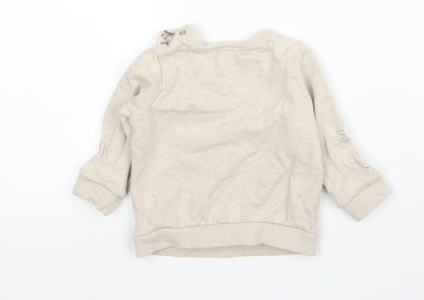 Tesco Girls Beige  Cotton Pullover Jumper Size 3-6 Months  Button - Disney, Minnie Mouse