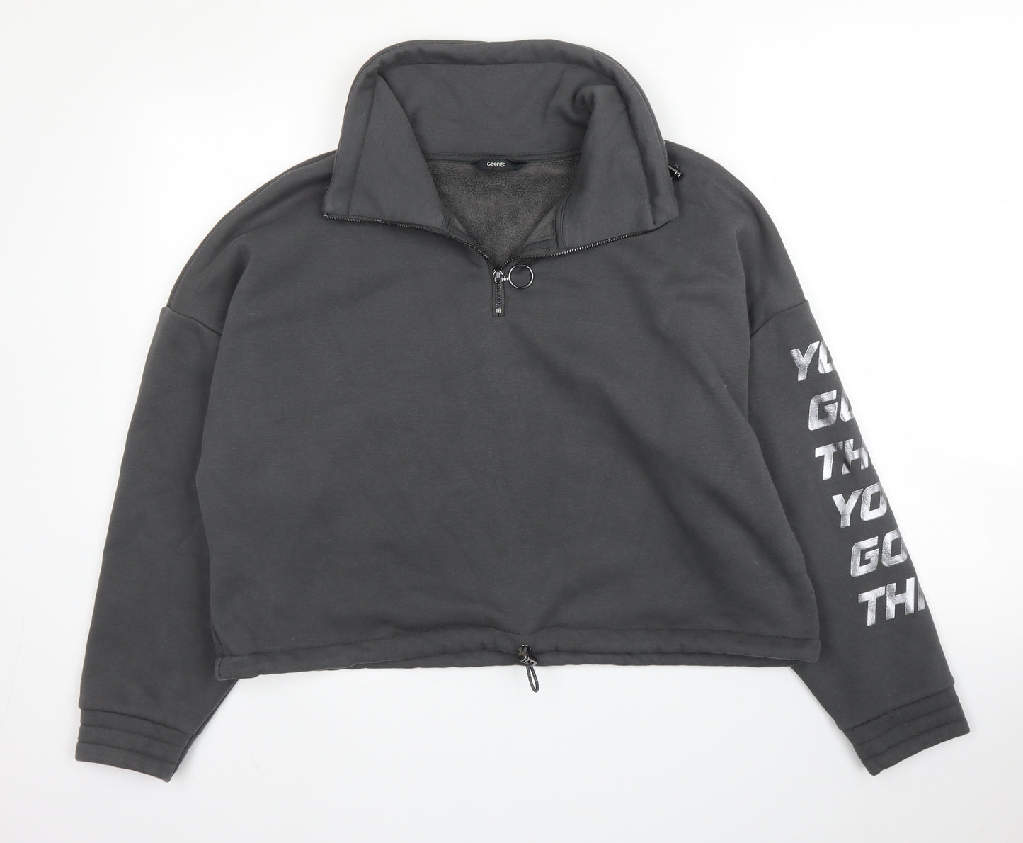 George Mens Grey High Neck  Cotton Pullover Jumper Size M