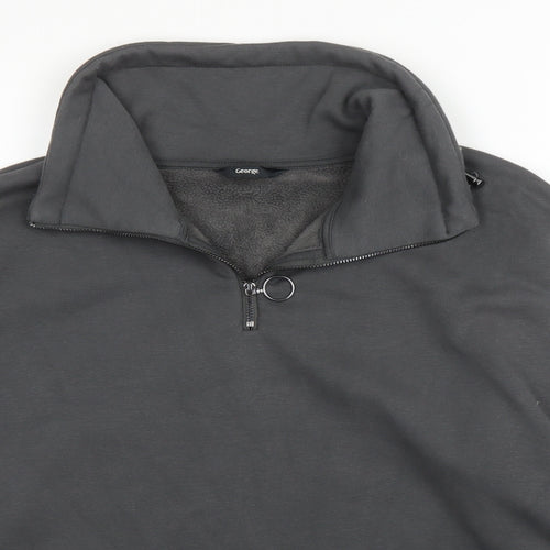 George Mens Grey High Neck  Cotton Pullover Jumper Size M