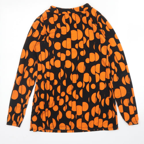 CMD Womens Orange Polka Dot Viscose Basic Blouse Size 10 Round Neck