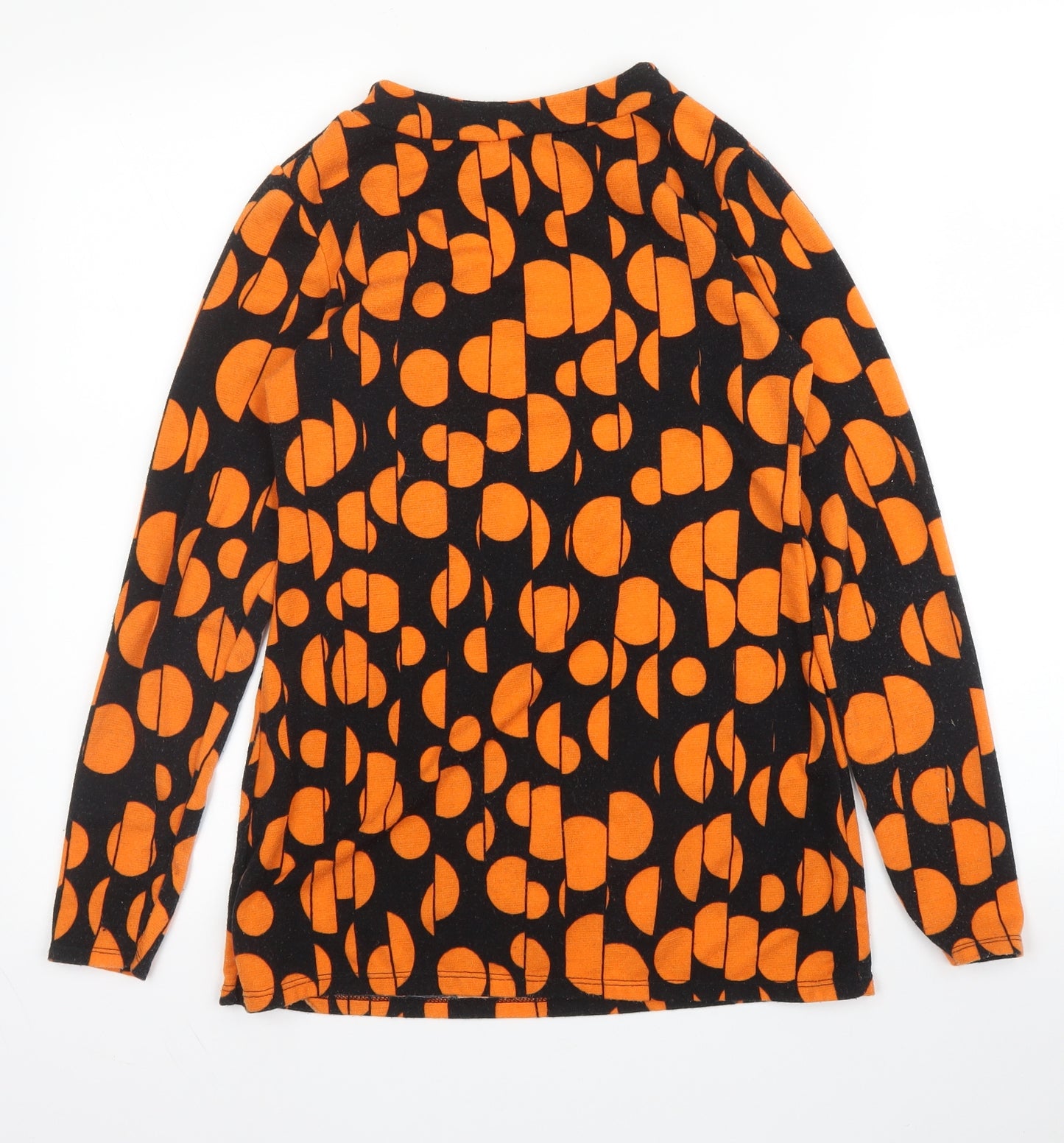 CMD Womens Orange Polka Dot Viscose Basic Blouse Size 10 Round Neck