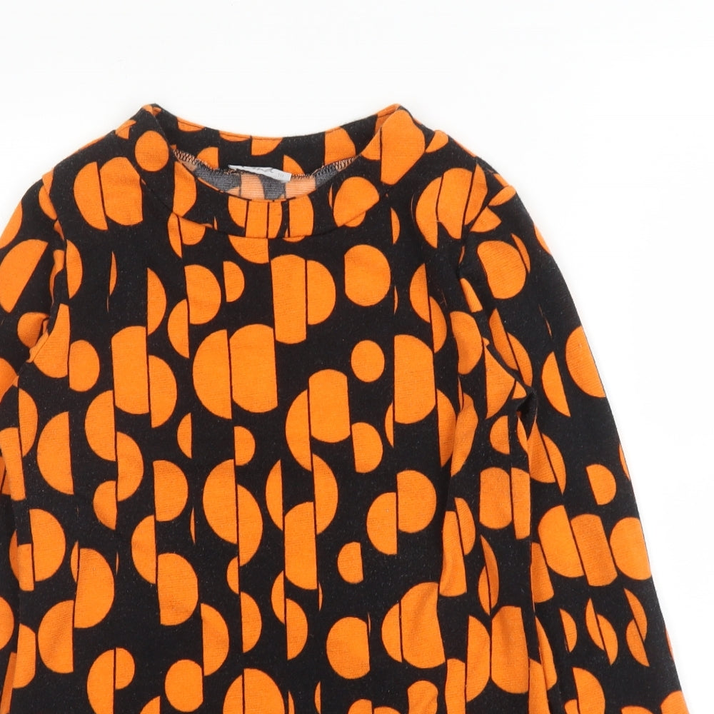 CMD Womens Orange Polka Dot Viscose Basic Blouse Size 10 Round Neck