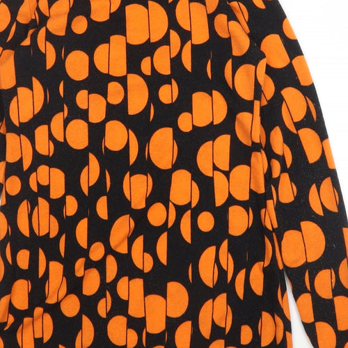 CMD Womens Orange Polka Dot Viscose Basic Blouse Size 10 Round Neck