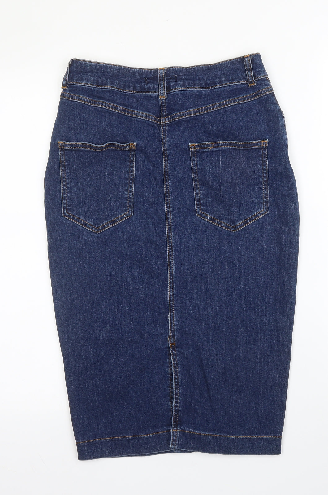Very Womens Blue  Cotton Straight & Pencil Skirt Size 10   Button