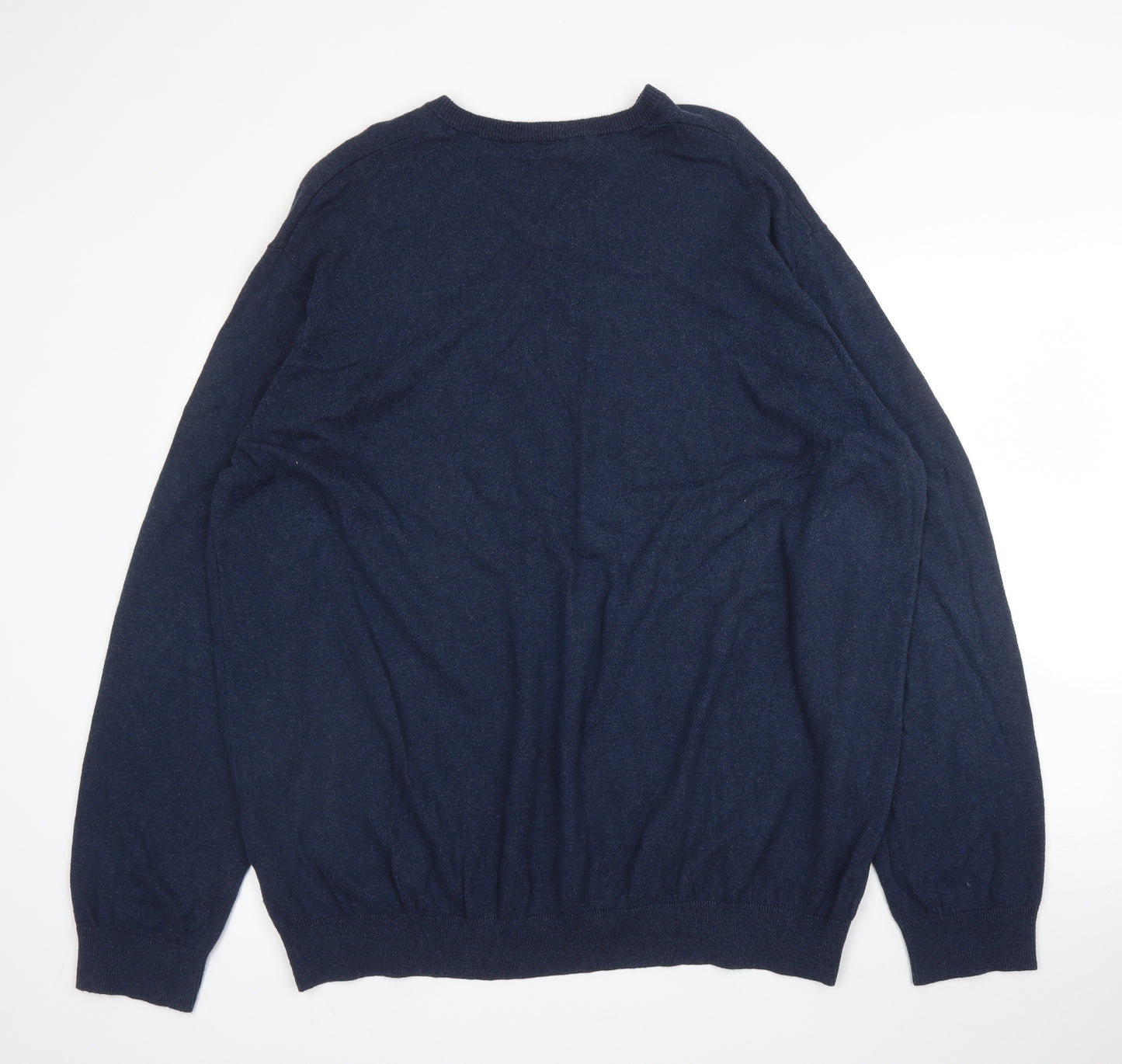 Cotton Traders Mens Blue Round Neck  Cotton Pullover Jumper Size 4XL