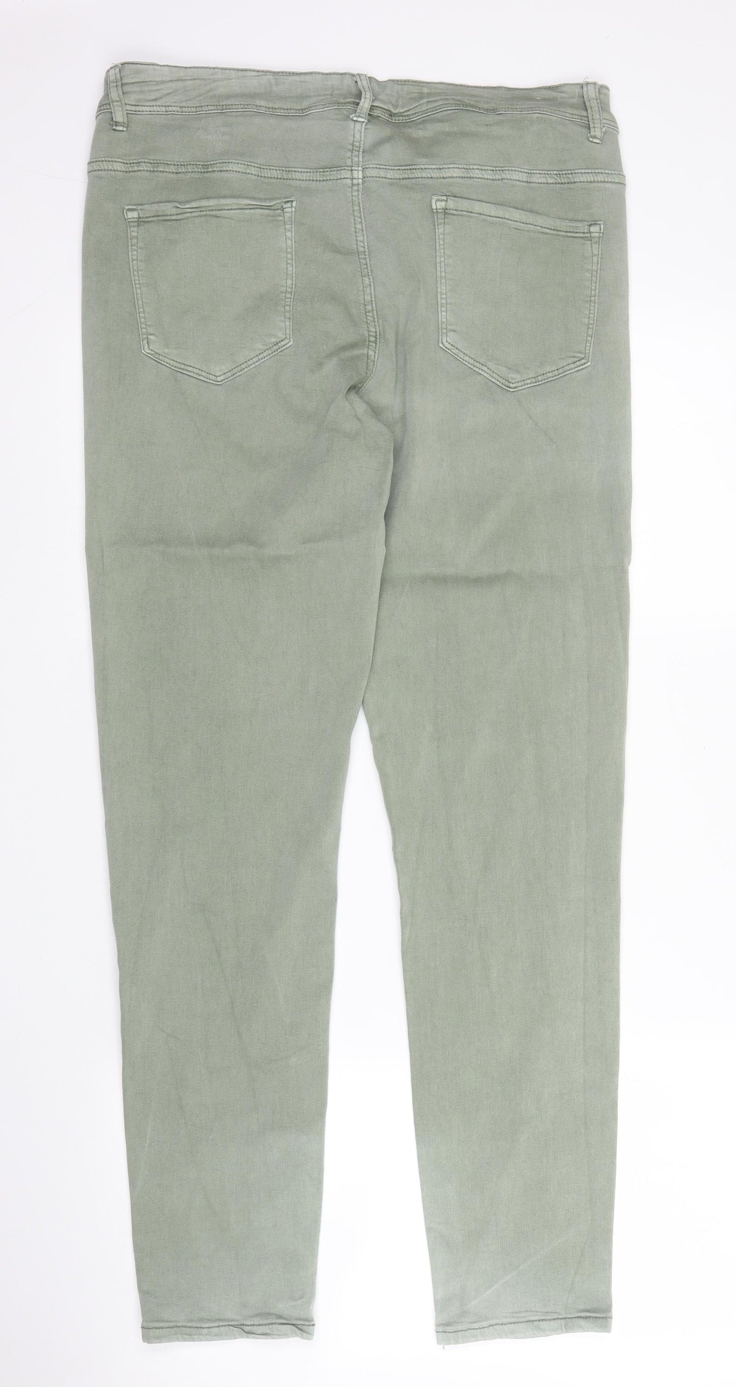 Goodie Womens Green  Cotton Chino Trousers Size 18 L28 in Regular Zip