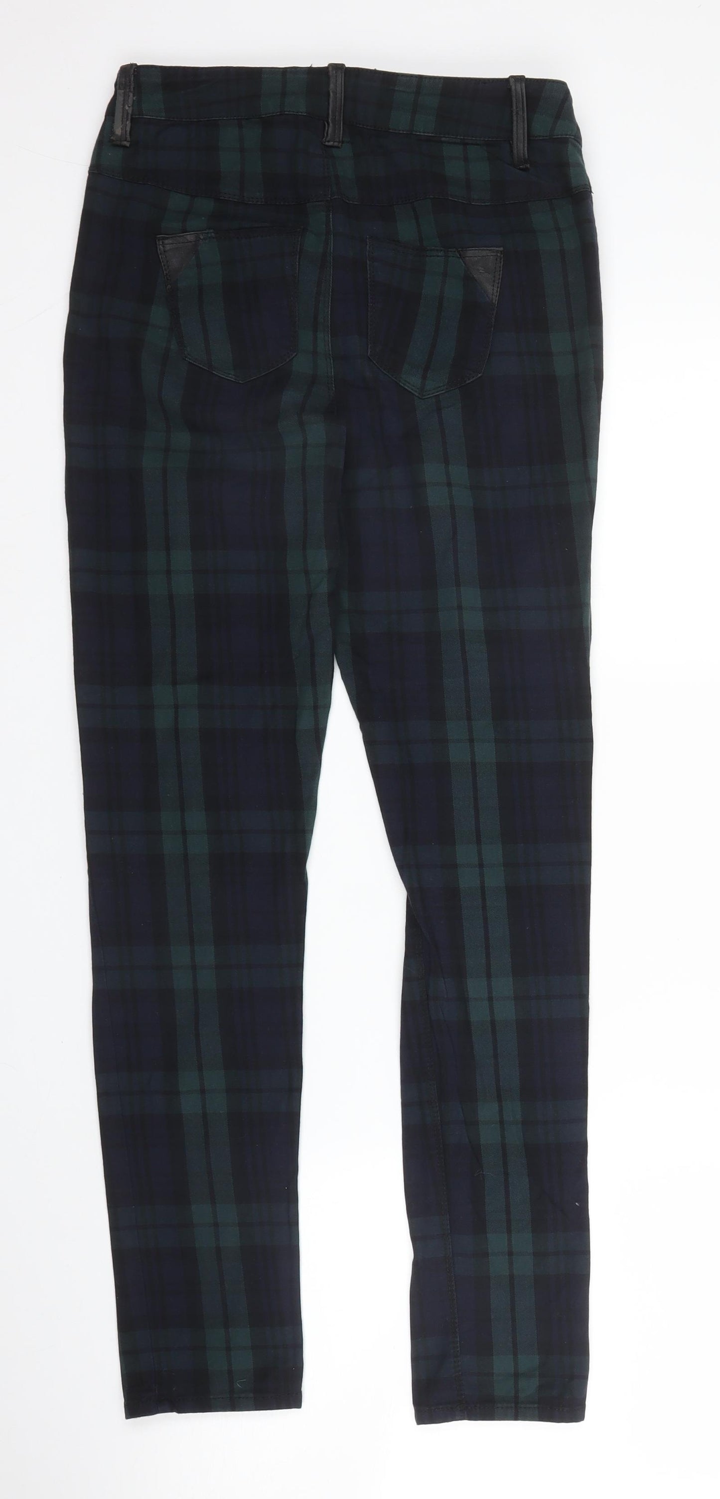 River Island Womens Green Plaid Cotton Carrot Trousers Size 8 L27 in Regular Zip